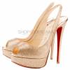 Gold peep toe high-heeled shoes
