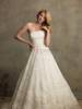 Princess Strapless Embroidery Tulle Train Wedding Dress