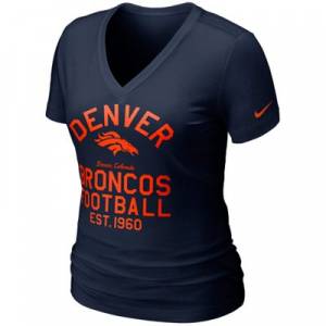 Nike Denver Broncos Women's Team Established V-Neck T-Shirt - Navy Blue