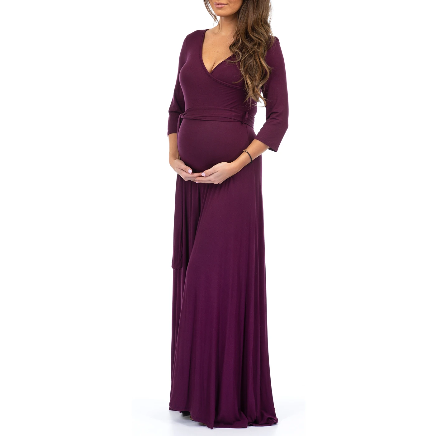 Women’s Faux Wrap Maternity Dress With Adjustable Belt