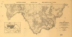 1910 Map Spokane Indian Reservation, Stevens County