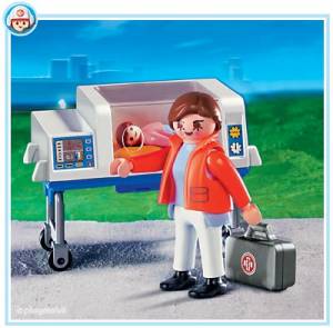 Hospital Doctor with Incubator