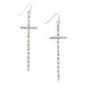 Bling Cross Dangle Earrings