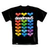 deadmau5 multi colour head design on mens black t-shirt
