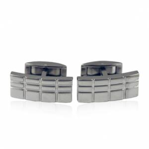 Modern Square Slotted Designed Titanium Cufflinks
