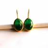 Green Oval Faceted Jade Earrings