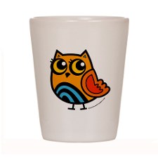 Owl Orange and Blue Shot Glass