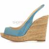 Blue fish-like-mouth wedge sandals