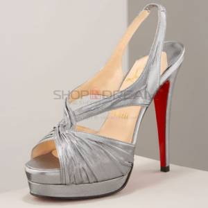 Silver/Black Suede Double Platform Heeled Sandals