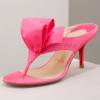 Pink/Black Satin High Heeled Flip-Flops