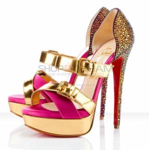 Gold Buckle Strap Platform Party Sandals