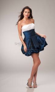 A-Line Strapless Ruffle Taffeta Short Prom Dress