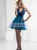 A-line halter top beading Taffeta short prom dress