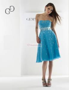 A-line sweetheart beading short blue prom dress