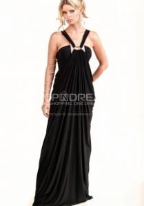 A-line Strap Key-hole Embellished Taffeta Long Prom Dress