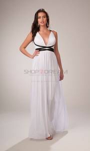 Sheath V-Neck Criss-Cross Chiffon Long Prom Dress