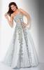 Strapless jeweled white ball gown