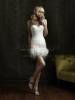 Sheath Sweetheart Feather Embellished Mini Wedding Dress