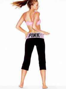 Yoga Crop in Pink Leopard  Size: Small