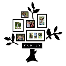 Wallverbs Family Tree 11pc Frames and Plaque Set (BLACK)