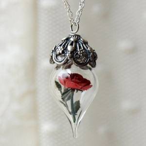 Red Rose Terrarium Necklace