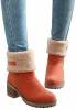 DOTACOKO Women Cute Warm Short Boots Suede Chunky Mid Heel Round Toe Winter