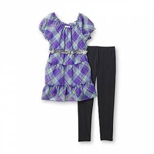 Piper Girl's Tunic, Leggings & Belt - Plaid