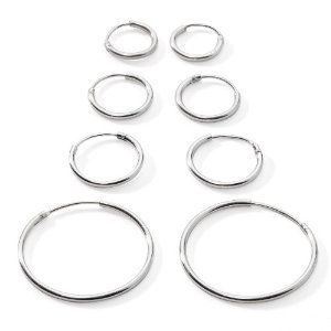 Silver Small Endless Hoop Earrings 10mm 12mm 14mm & 24mm