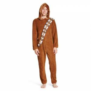 Men's Star Wars Chewbacca Hooded Union Suit Brown