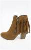 Breckelles DC62 Women Suede Fringe Cap Toe Ankle Bootie