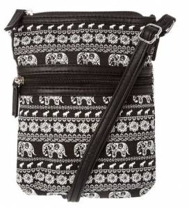 ******* ALREADY RESERVED****** Black and White Elephant Print Crossbody Bag