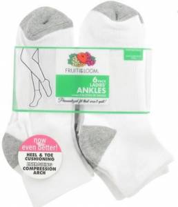 Fruit of the Loom Women's Value Pack Ankle Socks - 6 Pairs