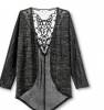 Girls Crochet Layering Cardigan Charcoal S (6-6X)