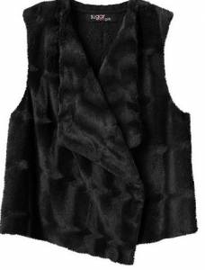 Girls Sugar Rush Draped Faux-Fur Open-Front Vest