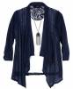 Girls IZ Amy Byer 3/4-Length Sleeve Lace Back Cozy Top with Necklace