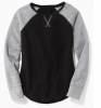 Thermal Raglan-Sleeve Tee for Girls|Black-Gray, Size M