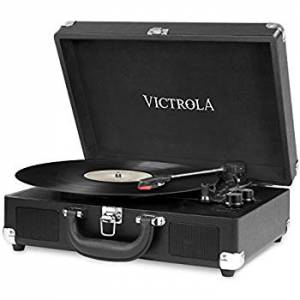 Victrola Vintage 3-Speed Bluetooth Suitcase Turntable with Speakers, Black