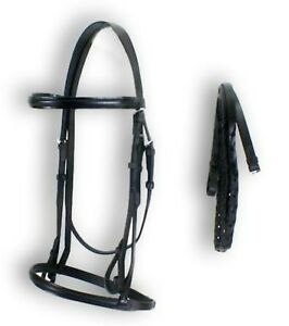 Black Raised English Snaffle Bridle 