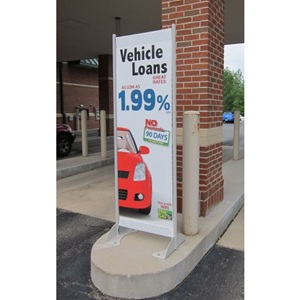 Messenger Permanent Outdoor Banner Stand | Heavy-Duty Ground Display