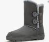Womens Twin Button Fully Fur Lined Waterproof Winter Snow Boots-Grey-7