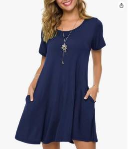 Casual T Shirt Dresses for Women Flowy Swing Tunic Dress Pockets